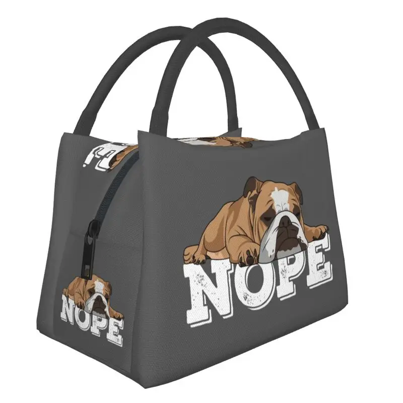 English Bulldog Nope Lunch Boxes for British Pet Dog Lover Thermal Cooler Food Insulated Lunch Bag Travel Work Pinic Container