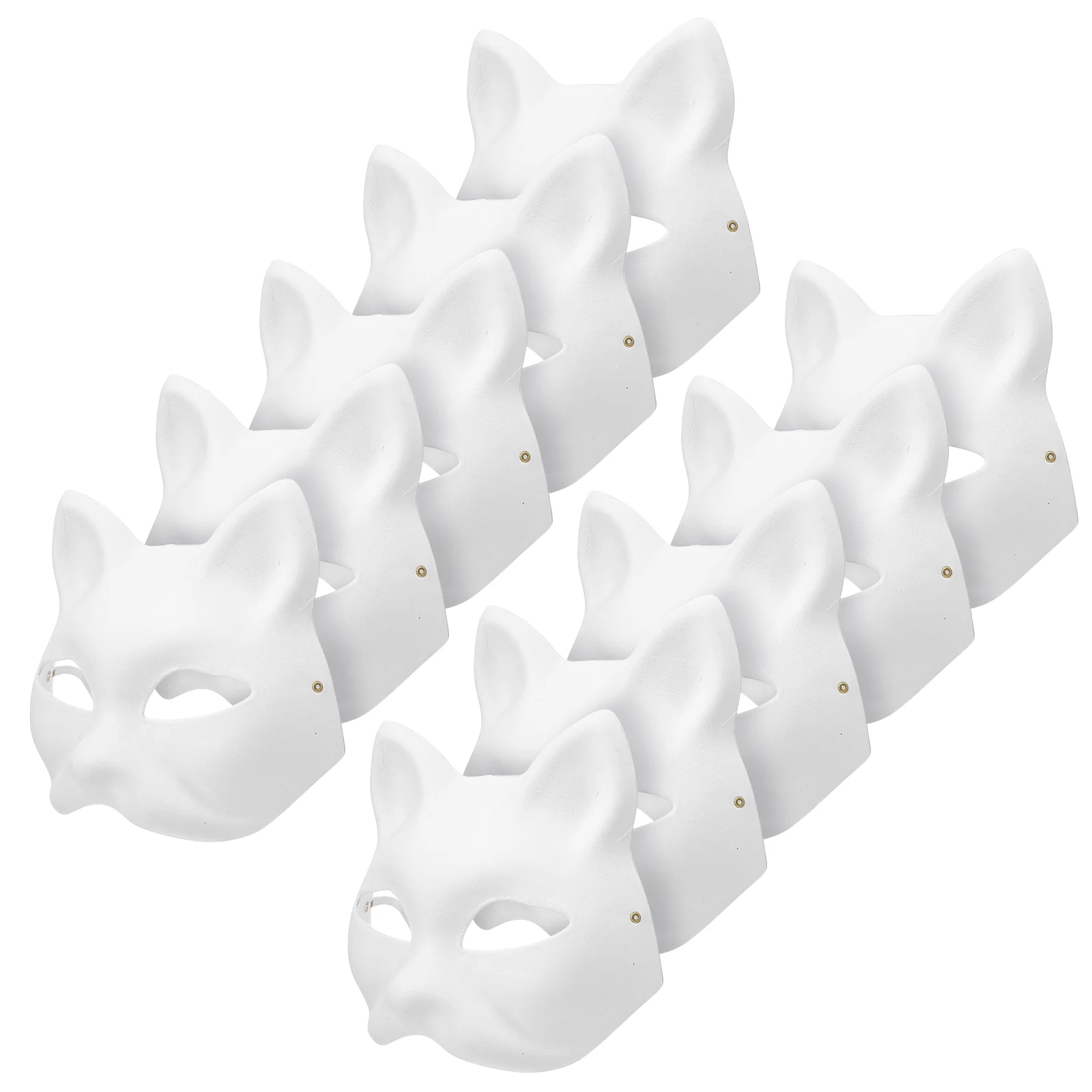 

10 Pcs Rabbit Mask Halloween Masks DIY Unpainted Masquerade Cat Face Animal Makeup Paintable Supplies Cosplay Props White Child