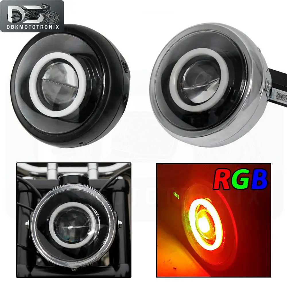 

Universal Round Motorcycle Headlight RGB 5.75‘’Front Headlight For Kawasaki For Harley For Honda For Yamaha Headlamp