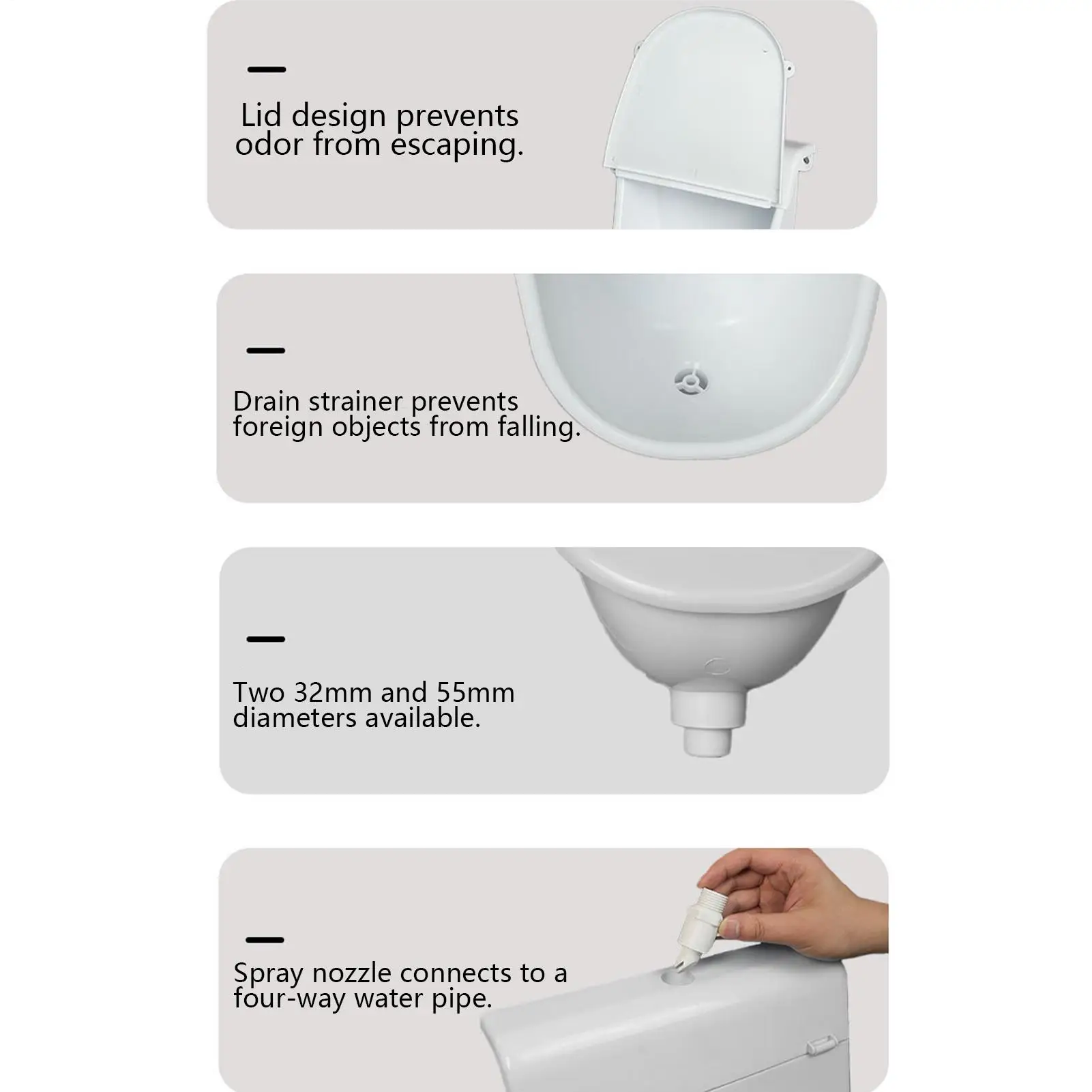 

Outdoor Urinal For Backyard Commercial Wall Urine Diverter Overflow Proof Urinal With Lid For Kids Men Boys Camping RV Garage