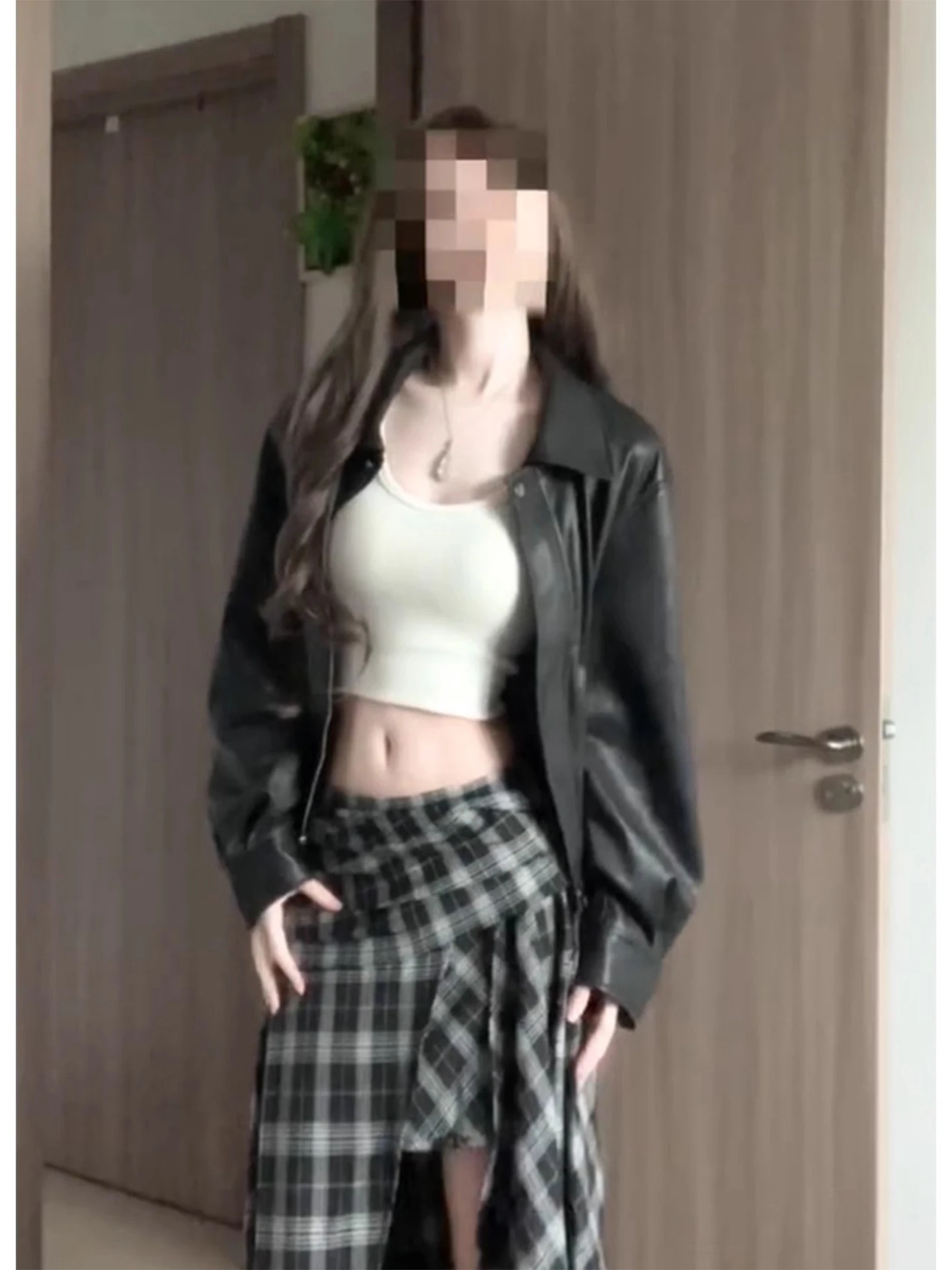 Kurtka skórzana damska ort Bla, jesień 2025, nowa, luksusowa, luźna, uniwersalna, motocyklowa, modna odzież wierzchnia.