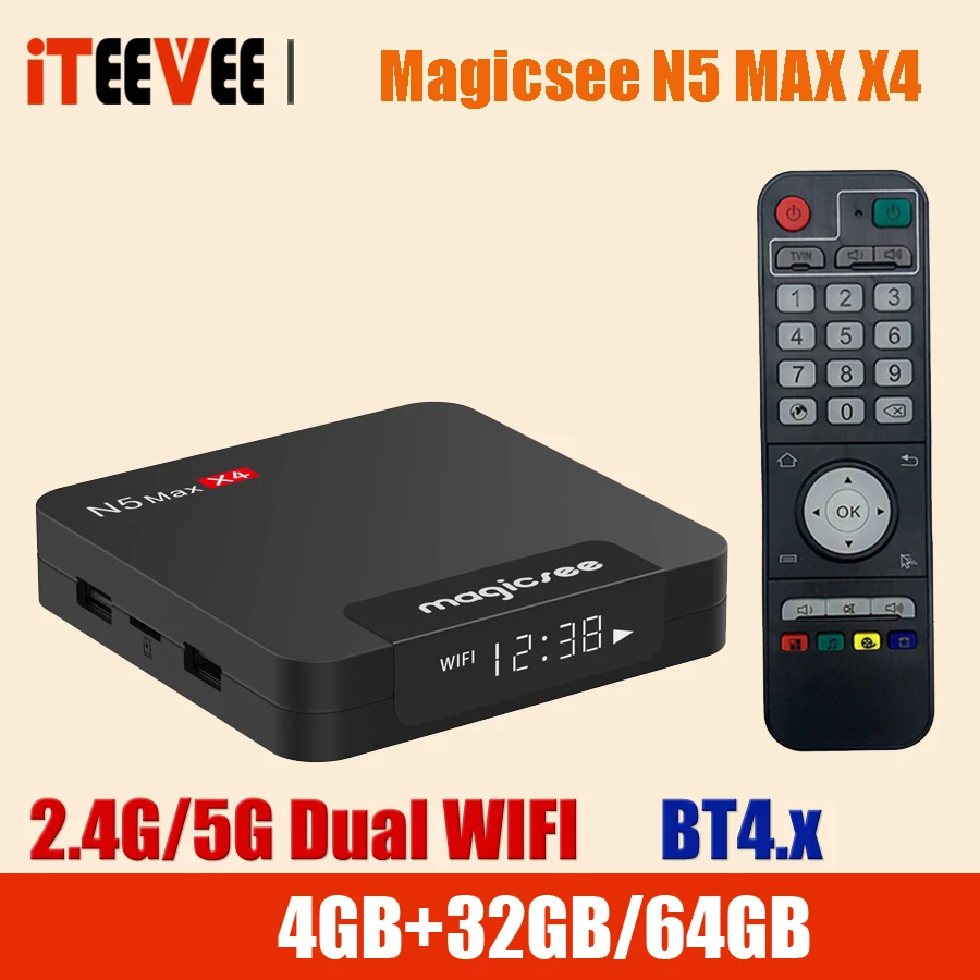 Magicsee N5 MAX X4 Amlogic S905X4 8K HDR Media Player Quad-core TV BOX Android 11 Mali-G31 MP2 BT4.2 Support Airplay