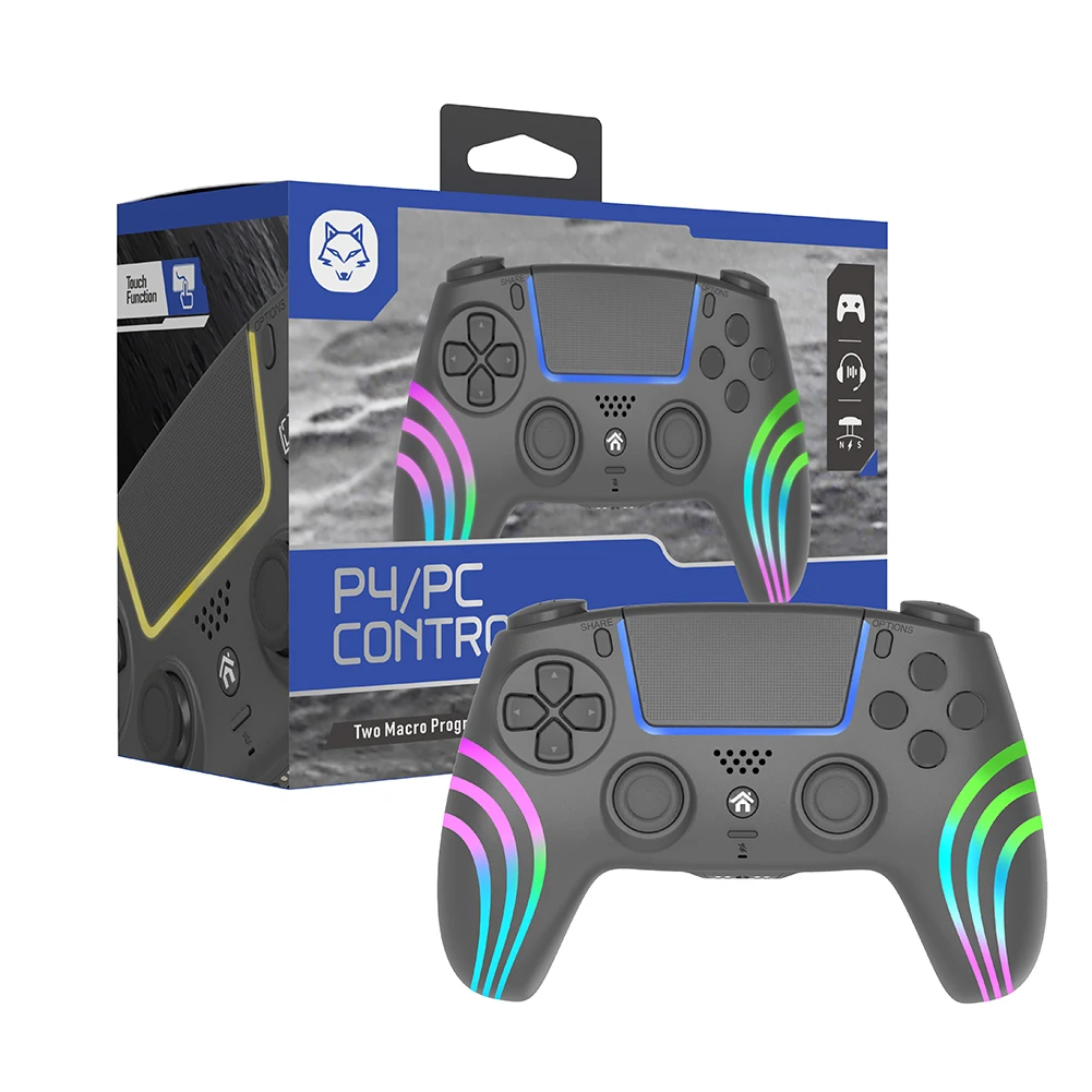 Bluetooth Wireless Controller For PS4 Gaming Controller Dual Vibration RGB Light 6-Axis Gyro Wireless Gamepad for Windows PC