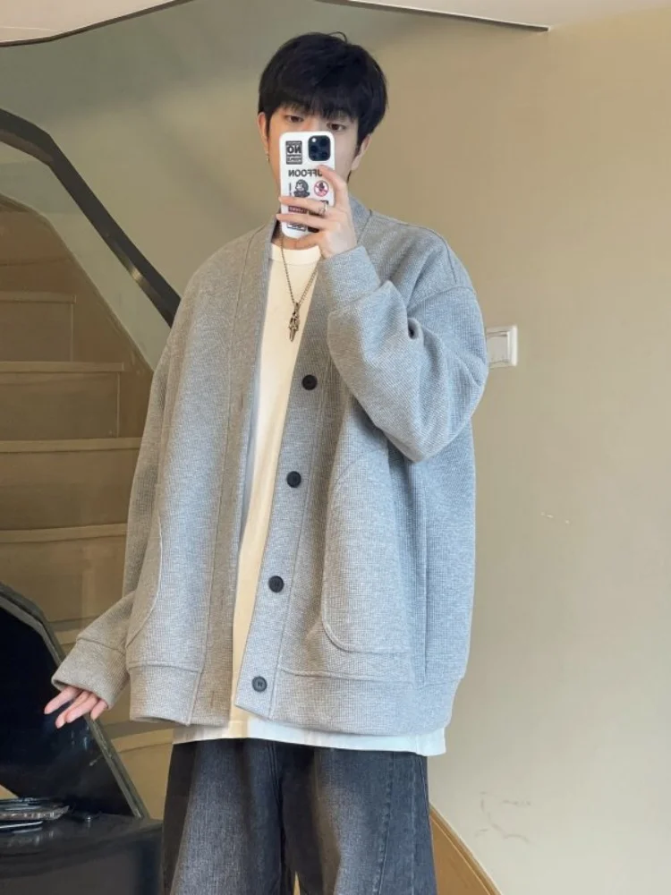 

Fall Heavyweight Men's Open Cardigan Sweatirt Loose Casual Versatile Lazy Sle Streetwear Trendy Comfortable Cotton Jaet