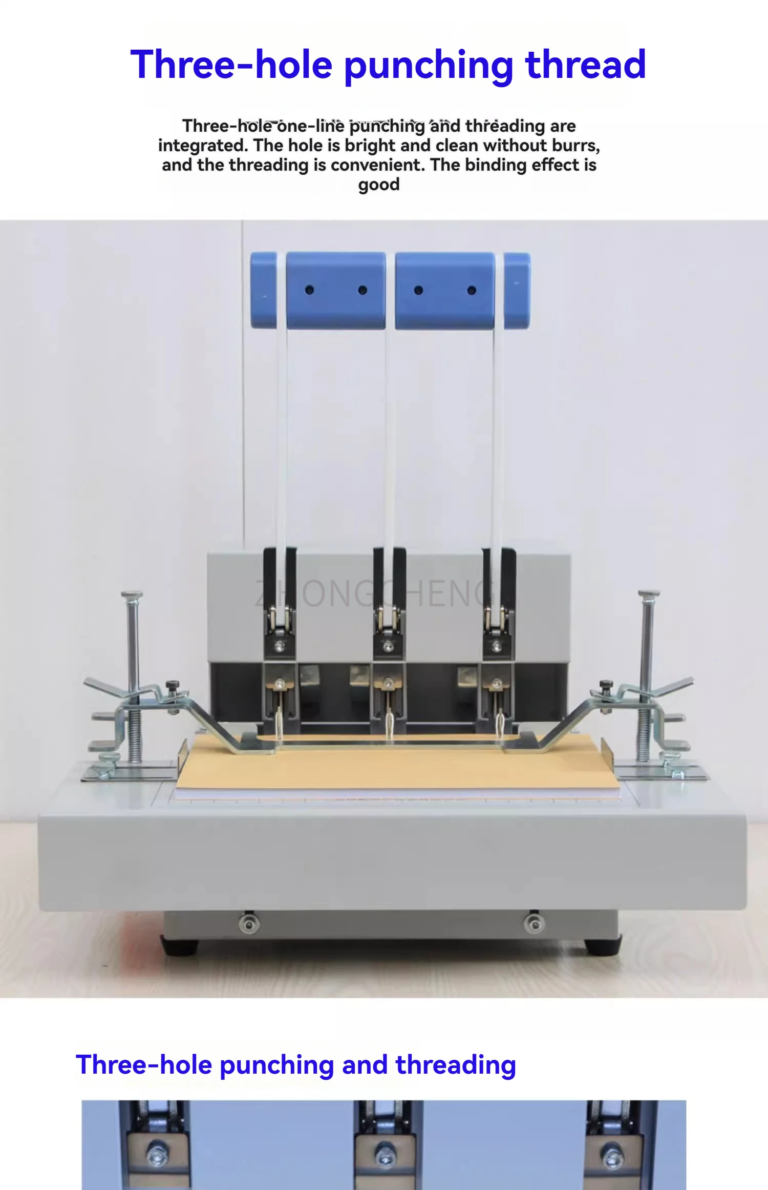QY-6115D Three Hole Wire Assembly Machine for Punching and Threading Personnel File Binding Machine