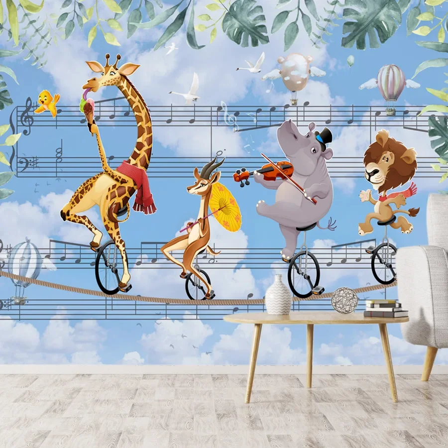 

Пользовательские современные обои Peel and Stick для гостиной, контактная стеновая панель, мультяшные джунгли, сафари, животное, детская фреска для спальни
