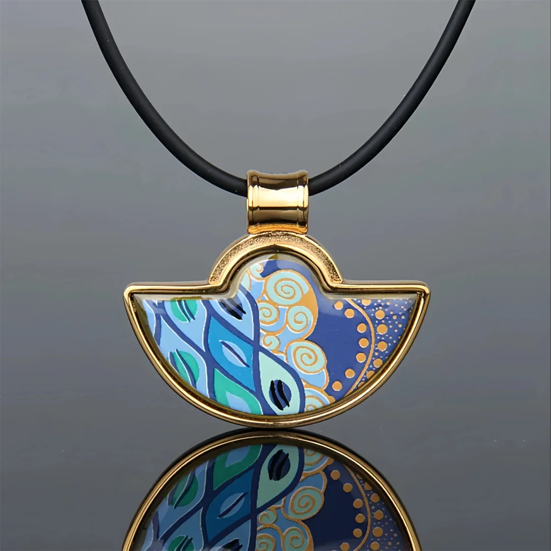 New Cloisonne Charms Stud Earrings for Women Enamel Heart of Blue Sea Gilded Pendant Fine Choice Jewelry Lover's Gift Wholesale