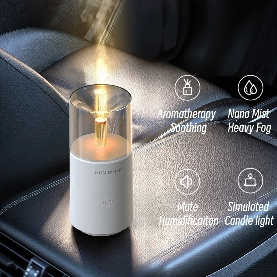 Candlelight Style Aroma Diffuser USB Mist Maker Humidifier Warm Night Light Quiet Essential Oil Diffuser Car Home Air Humidifier