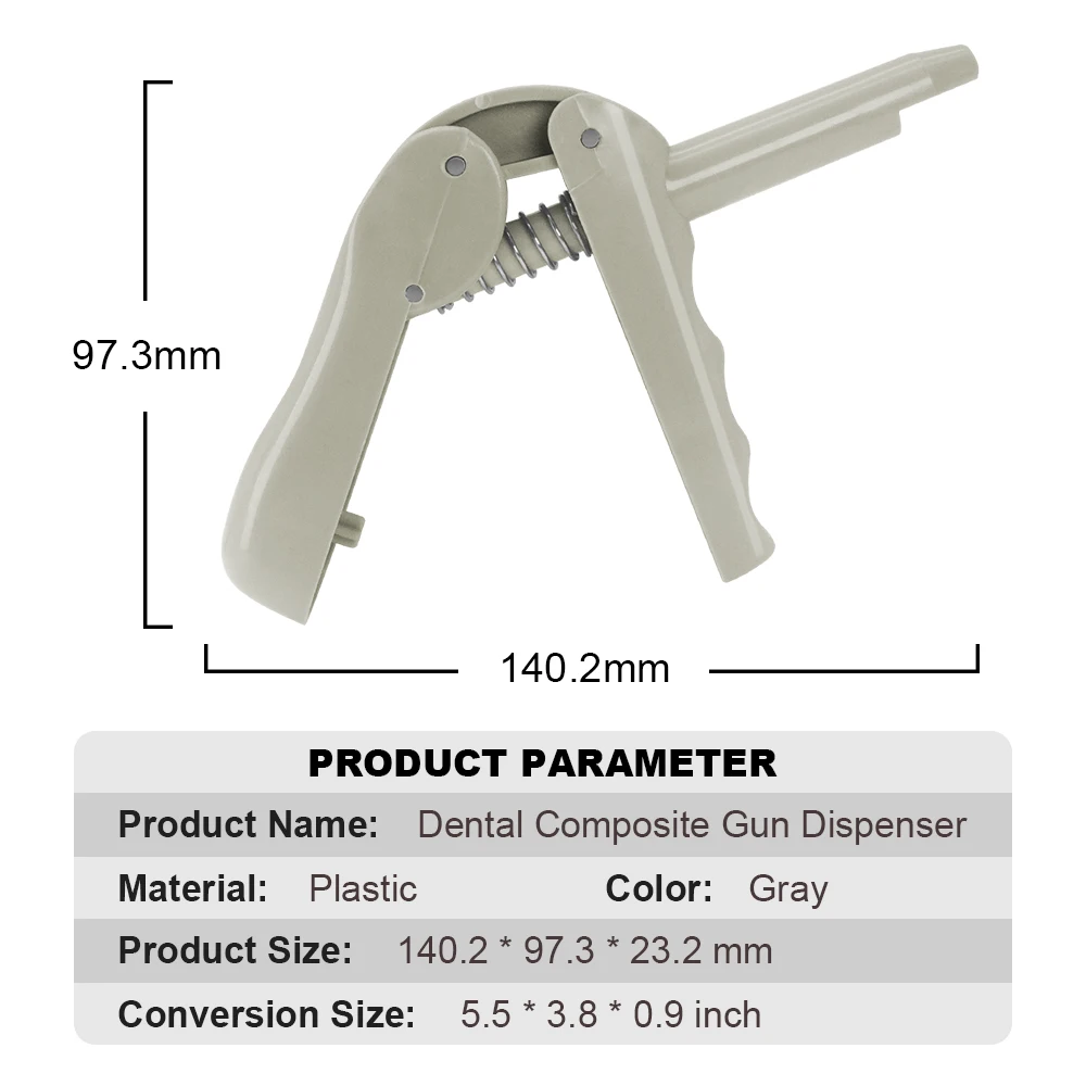 JINGT 1pcs Gray Dental Composite Gun for Precisely Dispensing Composite Resin  to Repair and Restore Damaged or Decayed Teeth