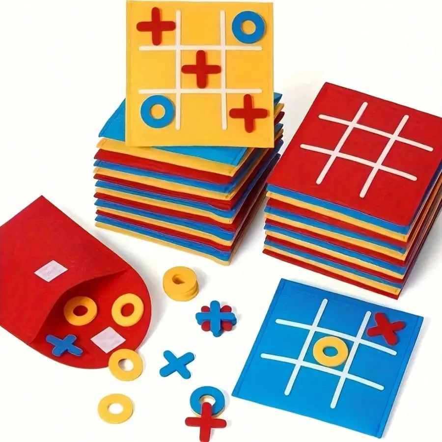 12/15Sets Tic Tac Toe Family Strategy Board Game, Felt Mini Nine Squares, Birthday Party Favor Prizes, Classic Toys, Gift