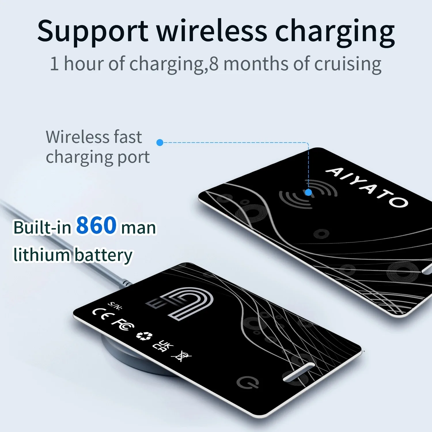 Bluetooth スマート ウォレット トラッカー カード 3mm 超スリム、IP68 防水ワイヤレス充電アイテム トラッカー Apple Find My と連携