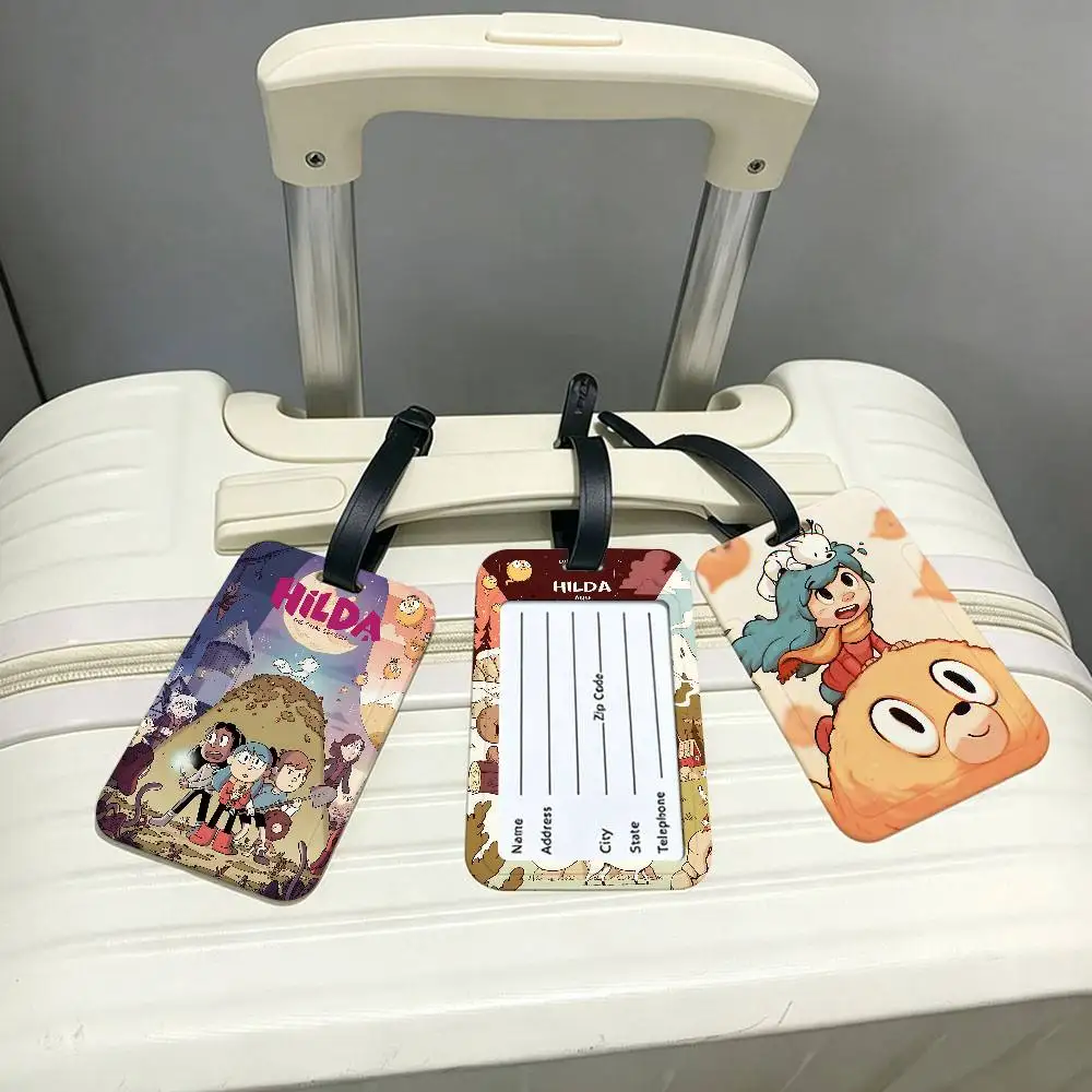 Anime H-hilda Multiscene PVC Luggage Tag Anti lost Design With Information Card For Travel Backpack Luggage
