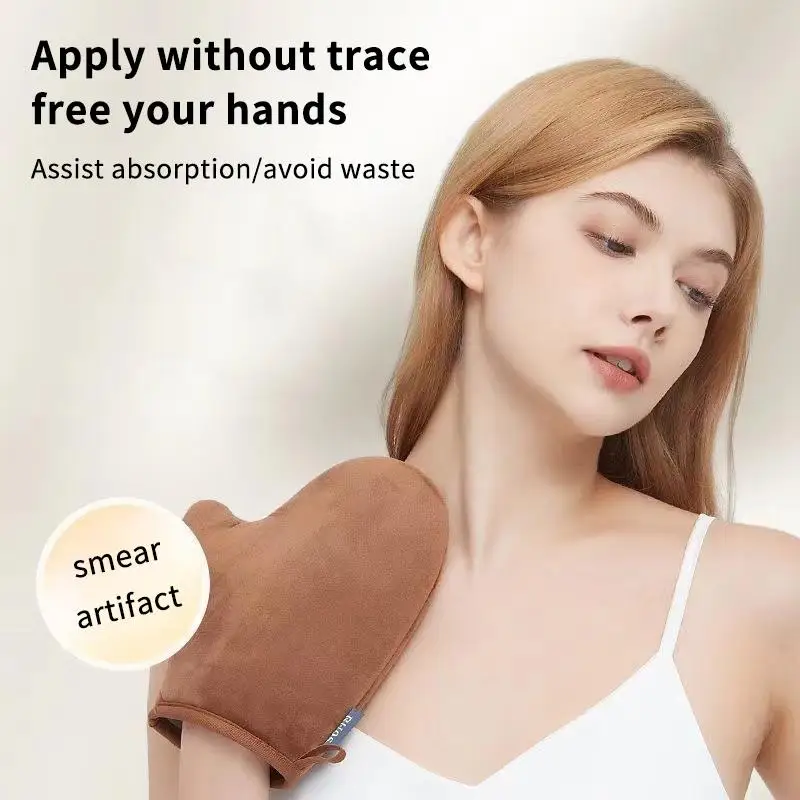 1/2Pcs New Tan Mitt Body Lotion Glove Self Tanning Mitt Double Sided Prevents Sticky Hands Applicator Portable Quick Dry Flockin