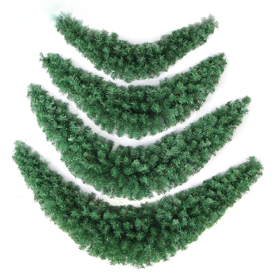 "90-150CM Crescent Wreath - White/Green PVC Rattan Hanging Decor - Minimalist Christmas Arch Hoop