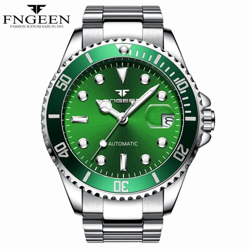 FNGEEN 9001 Luxury Brand Classic Water Ghost Series Men \'S Automatic Mechanical Calendar Watch Strap Waterproof Male Wristwatch