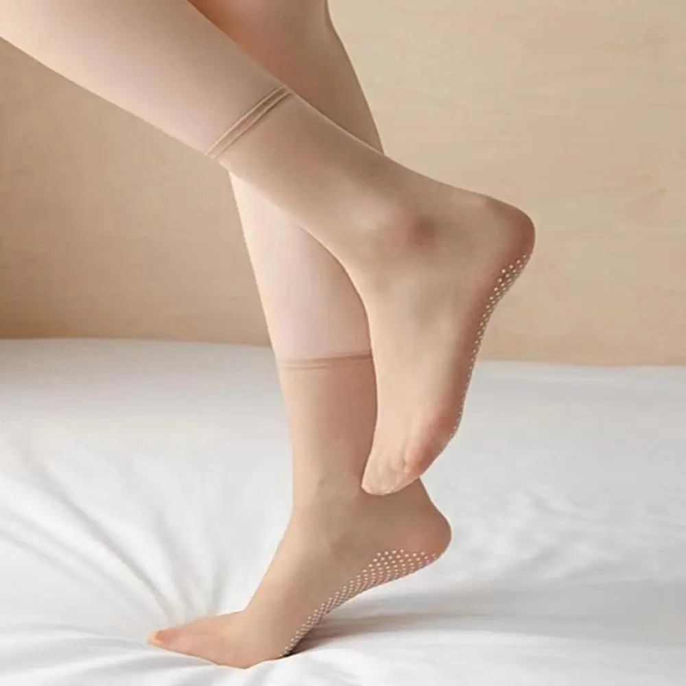 5Pair New Massage Bottom Slip-resistant Short Stockings Silk Sheer Ankle Socks Invisible Crystal Silk Socks Non-marking