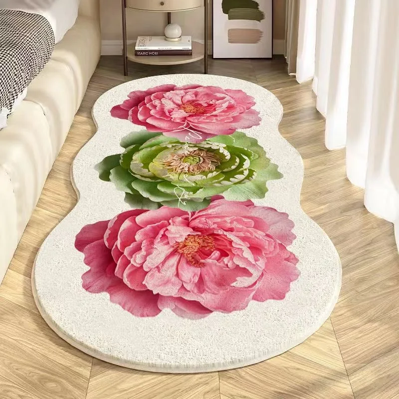 

Chinese Style Carpets for Living Room Fresh Colorful Flowers Bedroom Decor Carpet Fluffy Soft Bedside Rug Home Thicken Plush Mat
