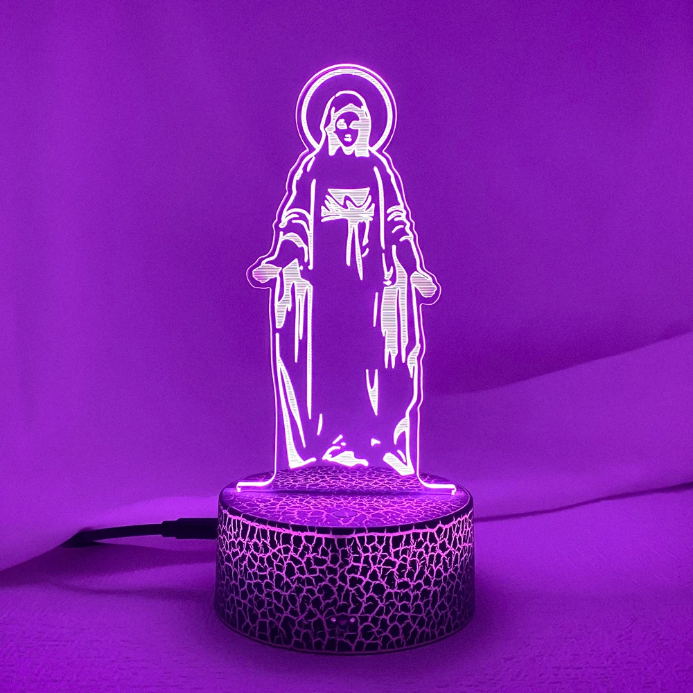 

Creative 3D Virgin Mary Modelling Night Light Usb 7 Color Visual Change Led God Table Lamp Kid Bedroom Sleep Light Fixture Decor