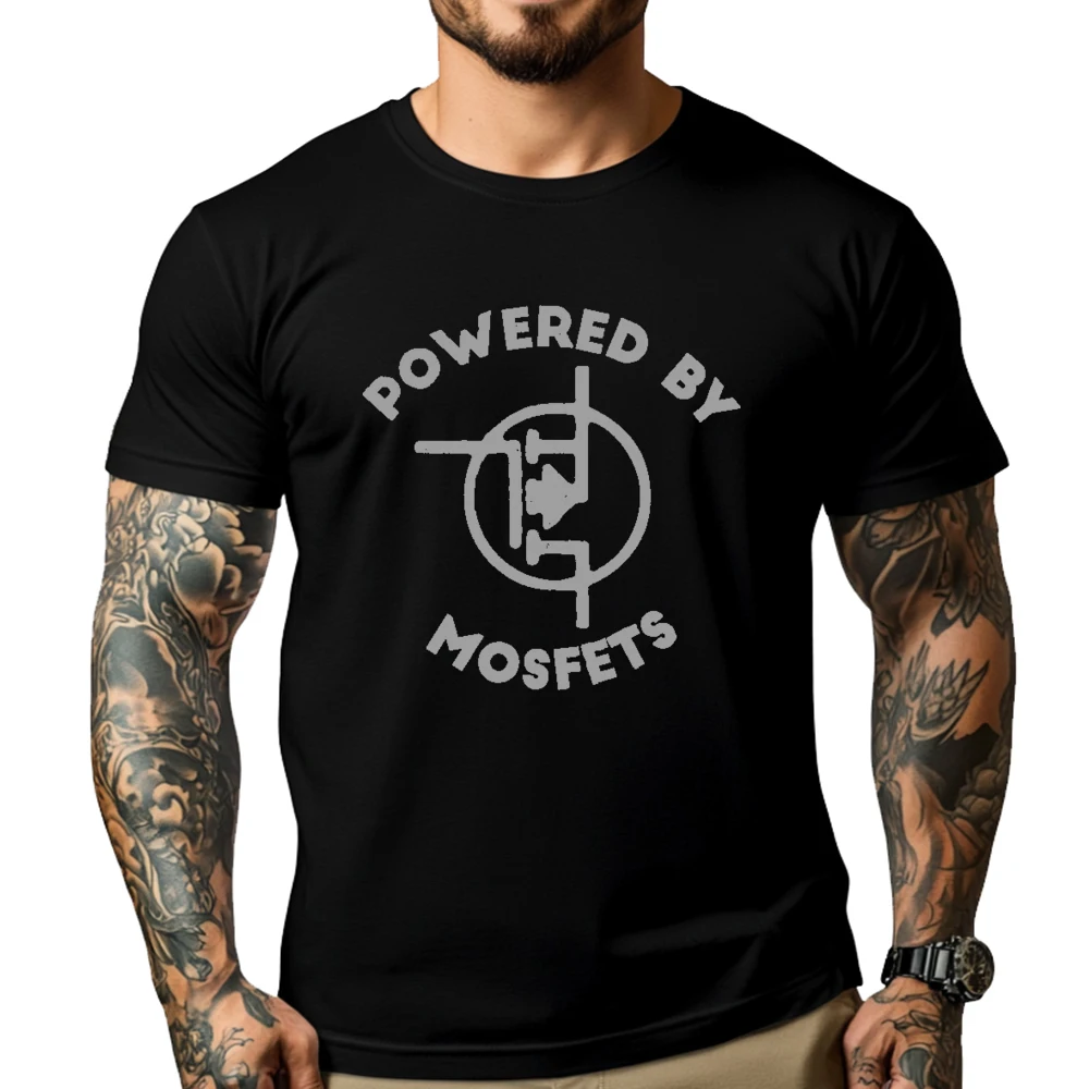 Powered By Mosfets Funny Electrical Engineering Xs T Shirts Mens Men's Clothing Deals Vintage Mens Clothing T-Shirts Game