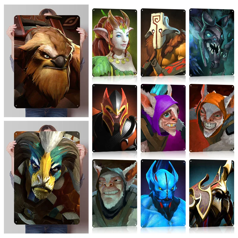 Металлические постеры Dota2: Настраиваемые ретро-вывески из металла для фанатов игр, декор для игровой комнаты и современного дома