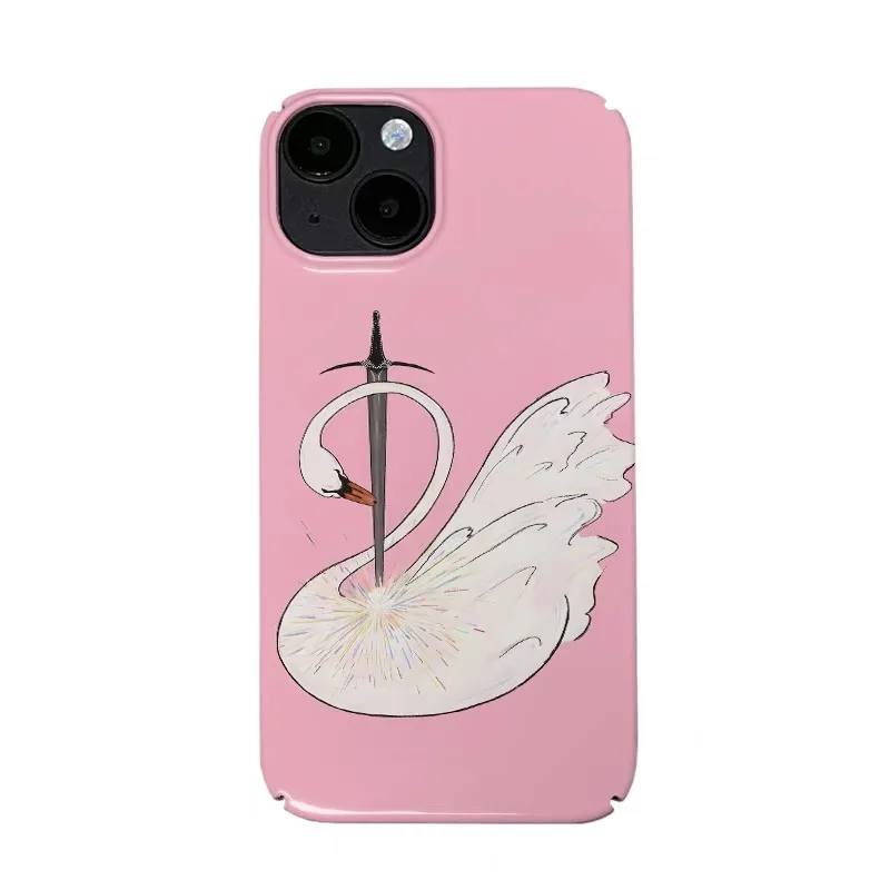 

Ins Korean Pink Swan Sword Art Phone Case for IPHONE 17 Air 16E 15 PROMAX 14 Plus 13 12 MINI 11PRO 16Plus XR Acrylic Phone Cover