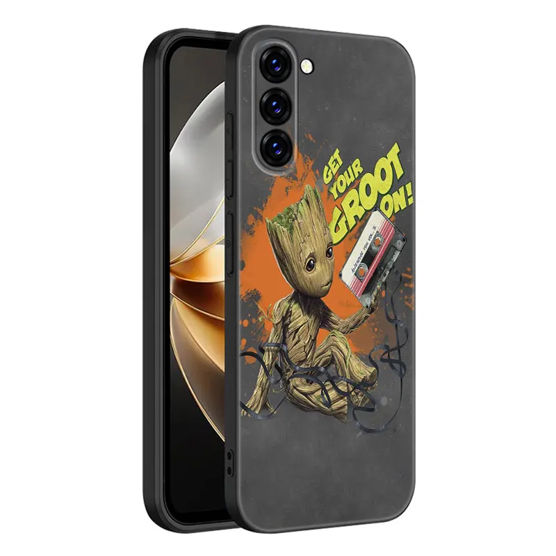 Marvel Groot Rocket Black Silicone Phone Case For Samsung Galaxy S23 S21 S20 FE S24 S22 Ultra S10E S10 S9 S8 Plus