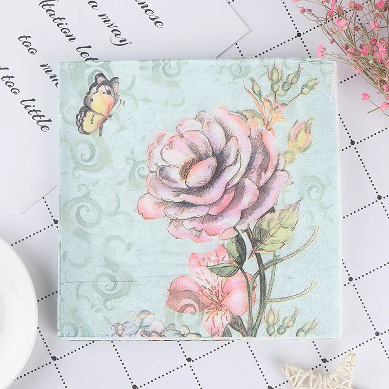 20 Stück Servietten Papier Decoupage Taschentuch Blumen Hochzeit Geburtstag DIY Dekoration