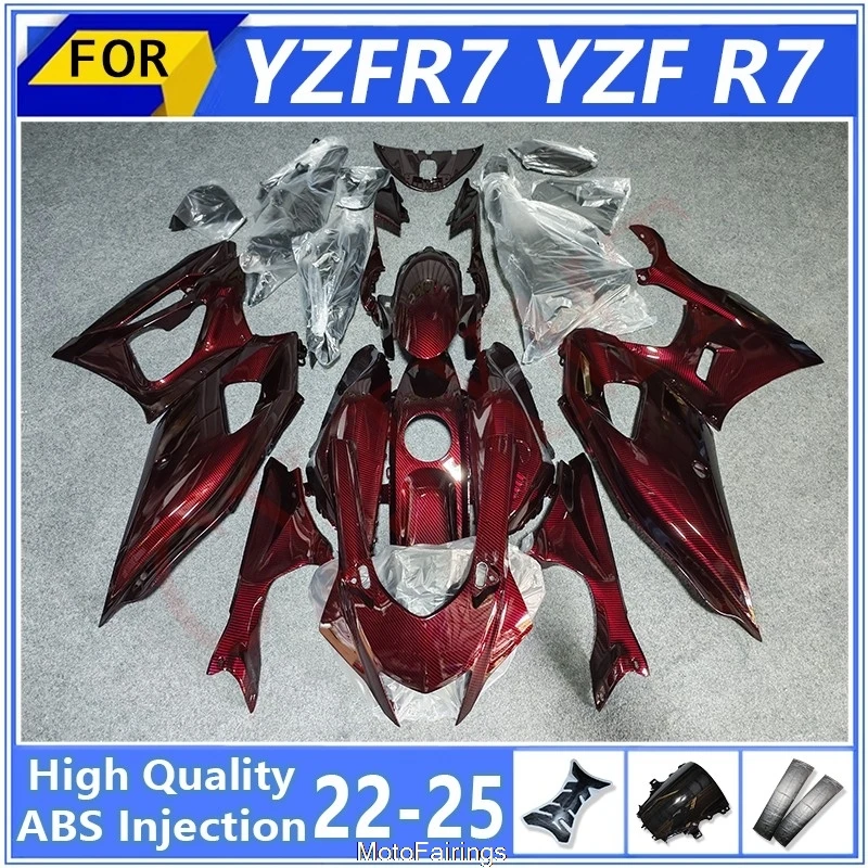 

Motorcycle Fairing Body Kit For Yamaha YZF R7 2022 2023-2025 Glossy Red Carbon Fairings YZFR7 YZF-R7 22 23-25 New Case