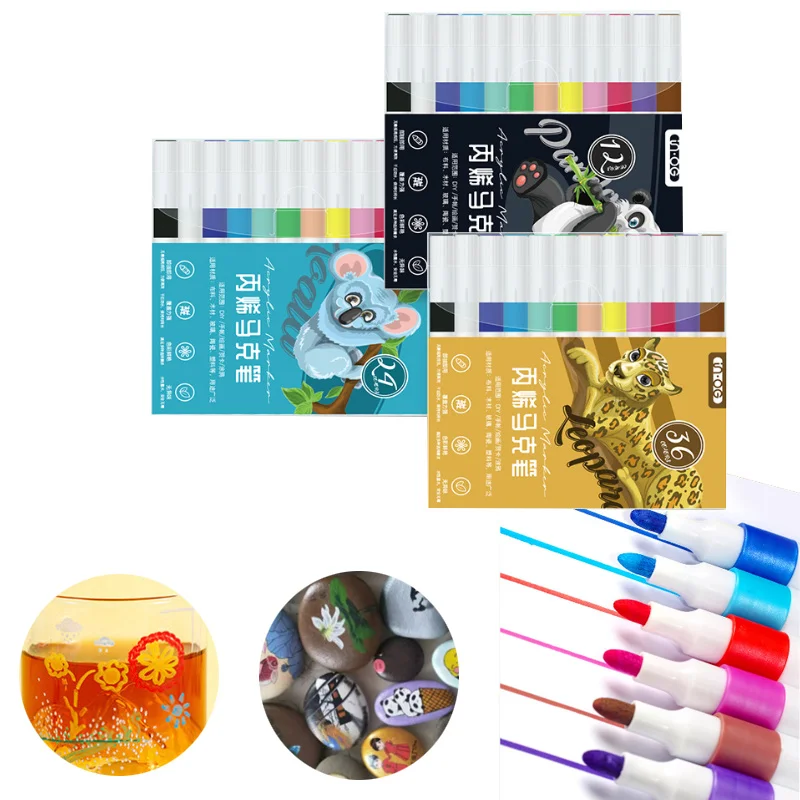 

24/36/48/60color Acrylic Marker Quick-drying Waterproof Sun-resistant Not Easy To Fade Painting Graffiti DIY Handbook Writing