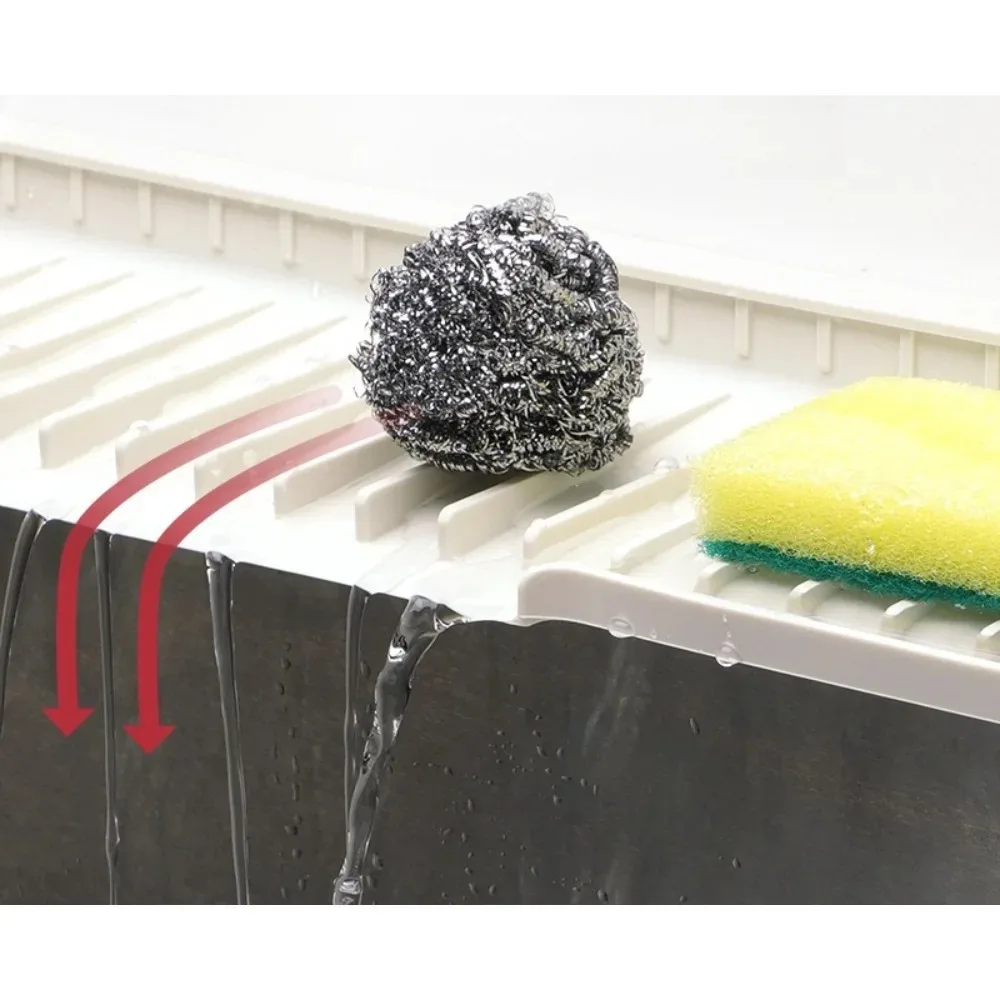 Silicone Sink Water Absorbent Tray Anti-slip Splash-proof Kitchen Sink Tea Cup Holder Kitchen Slope Sink Drain Pad Narrow Edge view 3