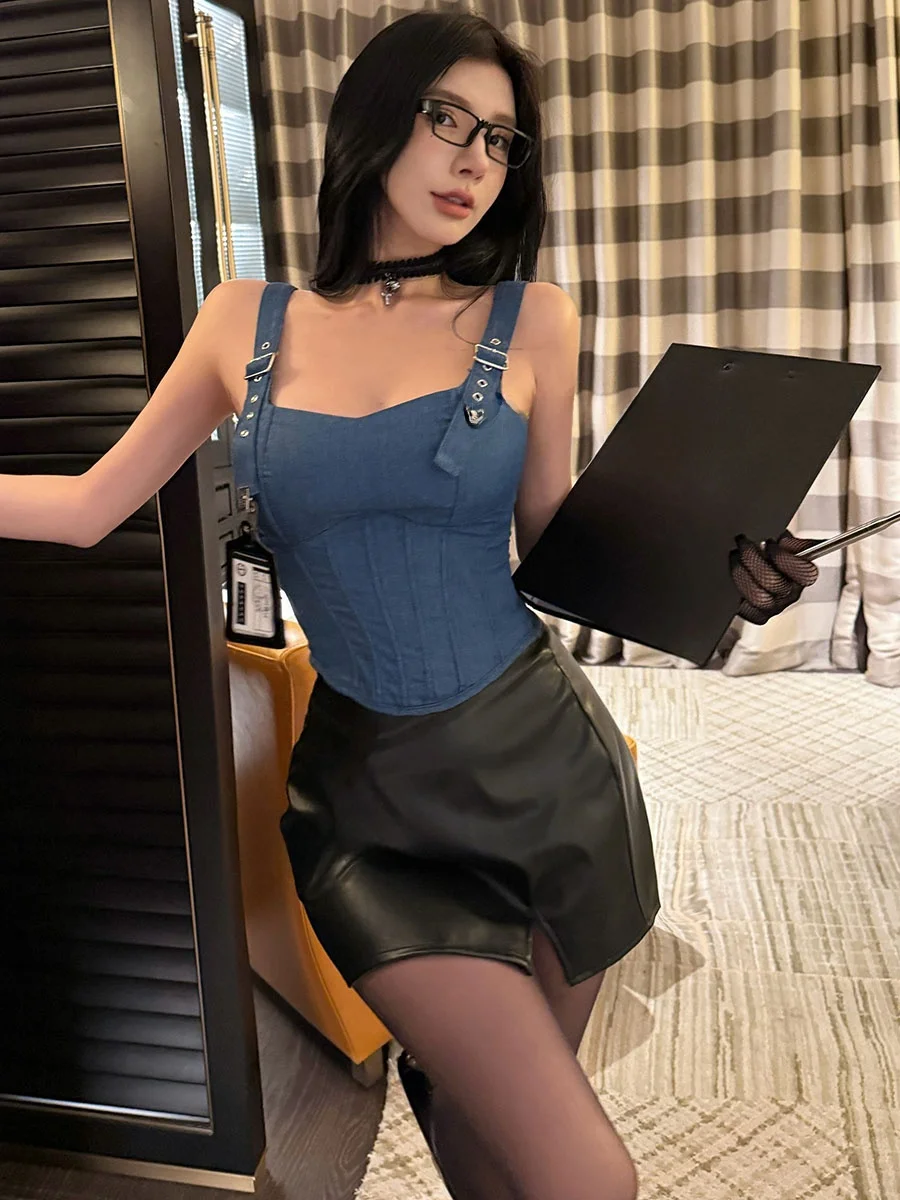 

Sexy Spicy Office Lady Set Night Queen Pure Desire Cosplay Secretary Uniform Women's Short Dress One Shoulder Pure Color Home...
