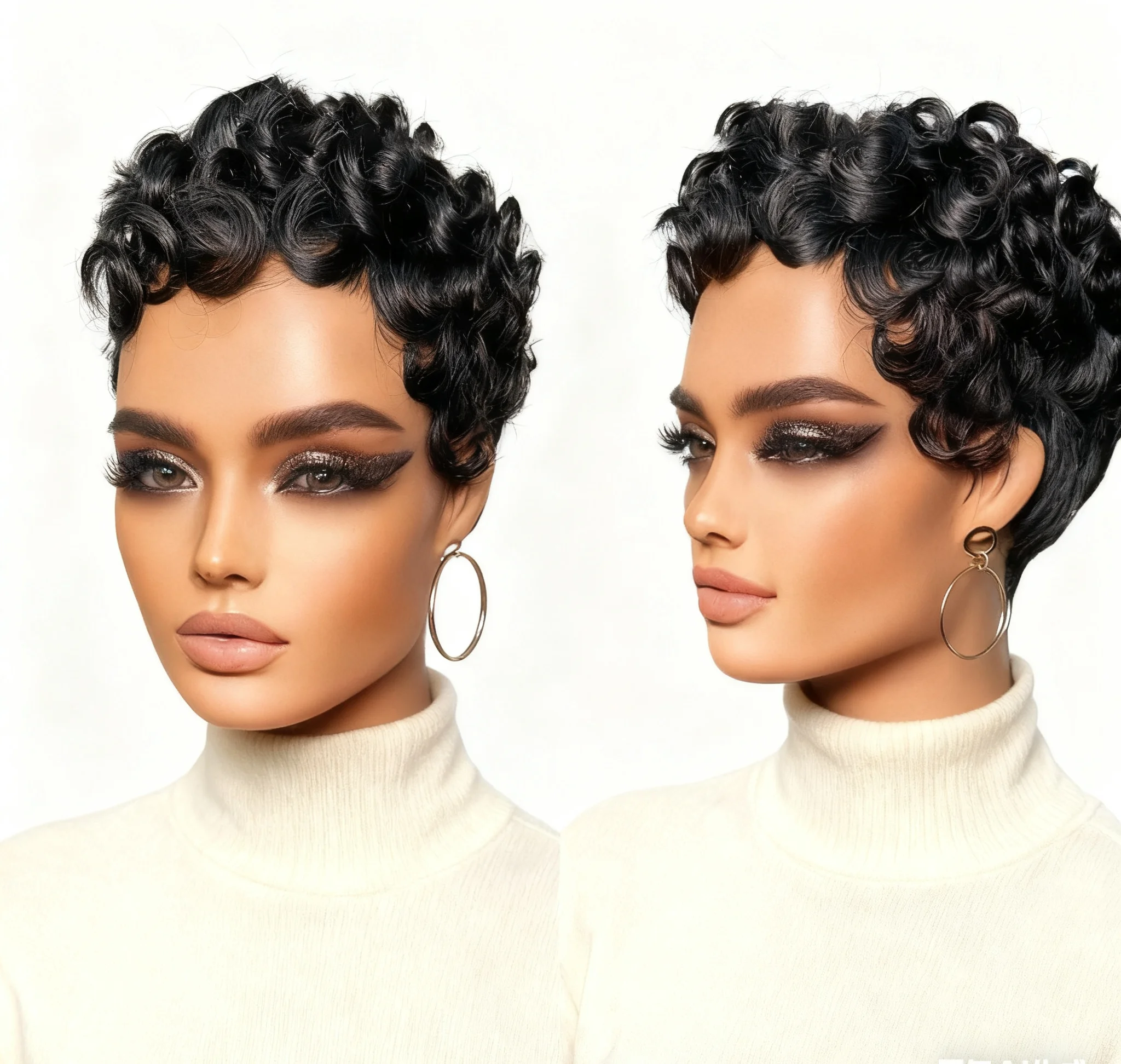 人毛ショートウィッグ ピクシーカット 機械製 ショートブラックレイヤードウェーブウィッグ 女性用 ピクシーウィッグ ブラジル産バージンショートレイヤード