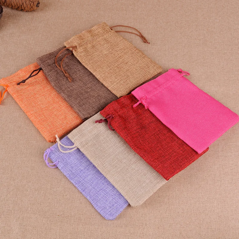 Hot (15x20cm) Linen Jute Drawstring Gift Bags Sacks Wedding Birthday Party Valentine Favors Jewelry Candy Storage Pouch 1 Piece