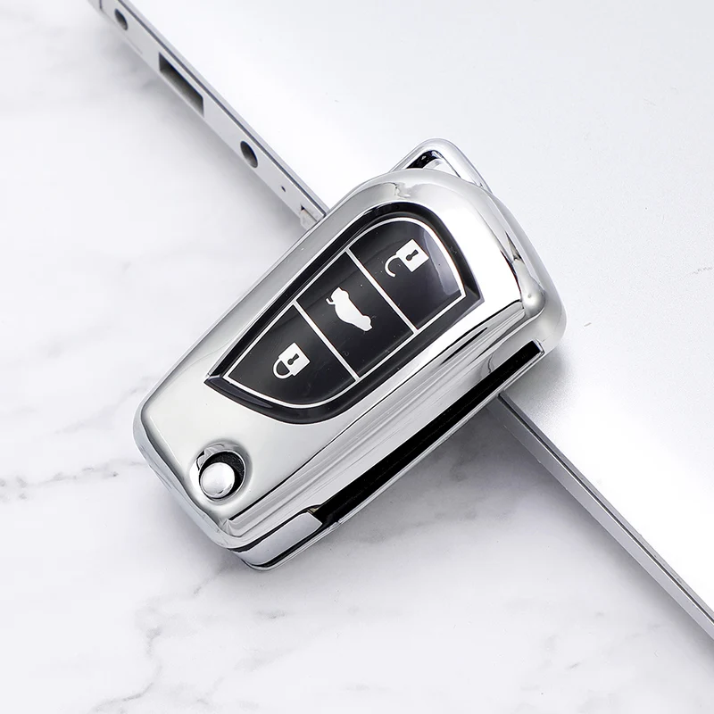 Autos chl üssel Fall Abdeckung Soft TPU Flip Remote Key Protector Haut halter für Toyota Corolla Highlander Auris Avensis Verso Yaris Rav4