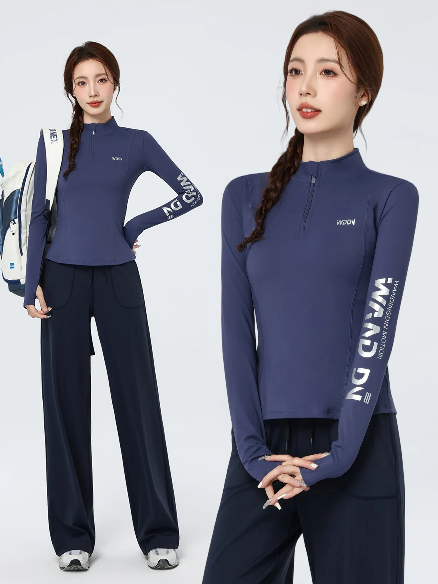 Traje de escalada al aire libre para mujer, entrenamiento deportivo, pantalones largos de cintura alta, Top deportivo con cremallera, ropa Profional para correr por la mañana, Qui Dry