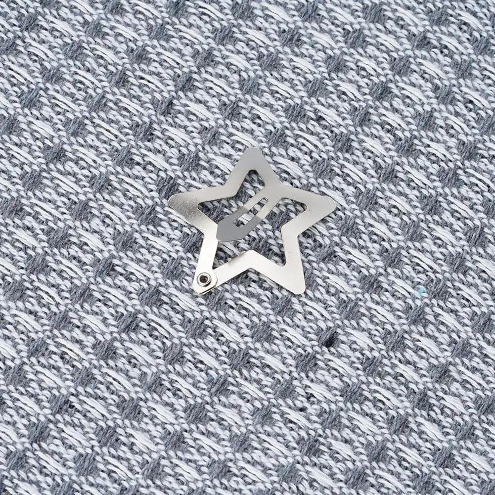 1 Pcs Versatile Star Hair Clip Ins Metal Sweet Cool Hairclips Metal Sweet Clip Silver BB Clip Pentagram Snap Hairpin Star M K6K7