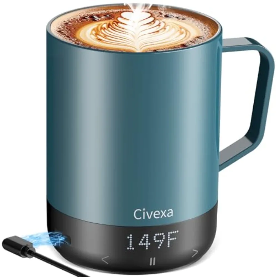 

Magnetic Charging Rechargeable Self Heating Coffee Mug Fast Heating and High Temperature 14Oz APP-Controlled Smart Coffee Cup W
