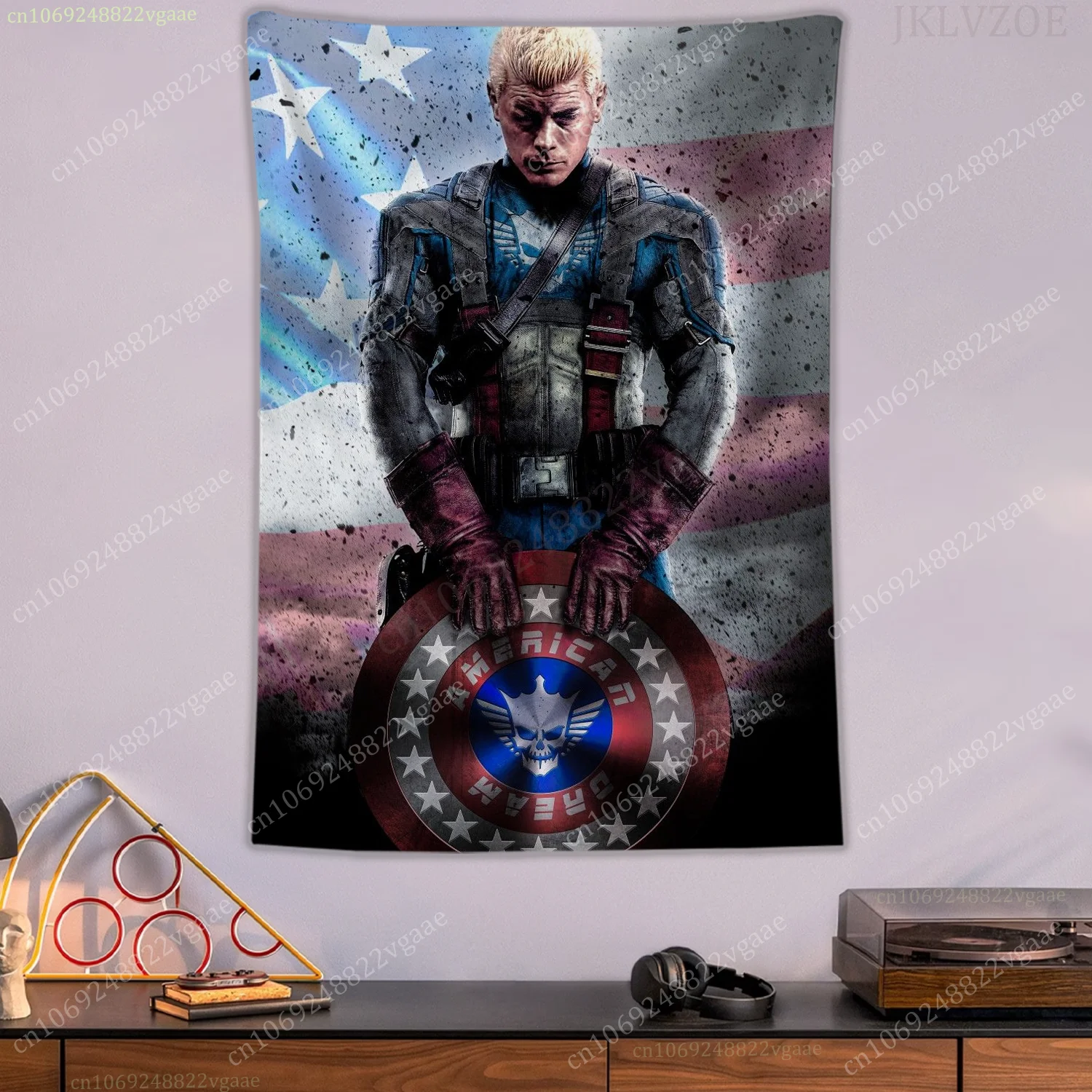 W-WWE كودي رودس نسيج الملصقات جدار المفروشات لغرفة النوم الديكور الجمالية Tapices العلم مراوح المصارعة الملاكمة ﻿ علم الولايات المتحدة الأمريكية