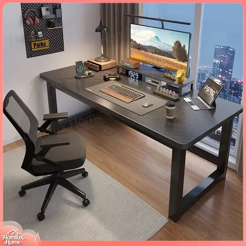 Modern Carbon Fiber Texture Computer Desk for Home Office Gaming Electronic Sports Long Table Desktop Study Learning