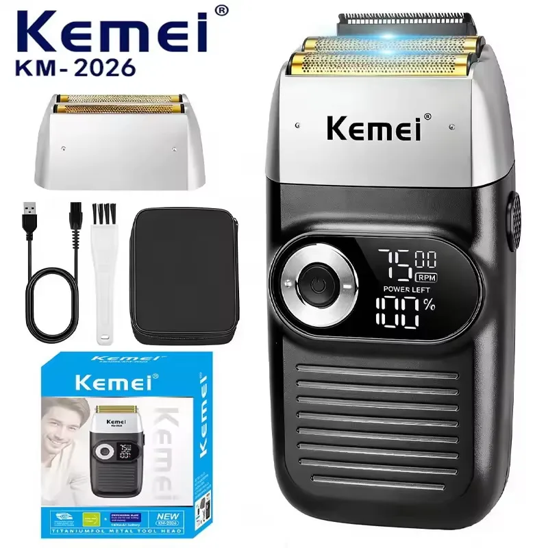 Kemei KM-2026 Original Electric Shaver Rechargeable Powerful Floating Razor Balds Head Shaving Machine for Men