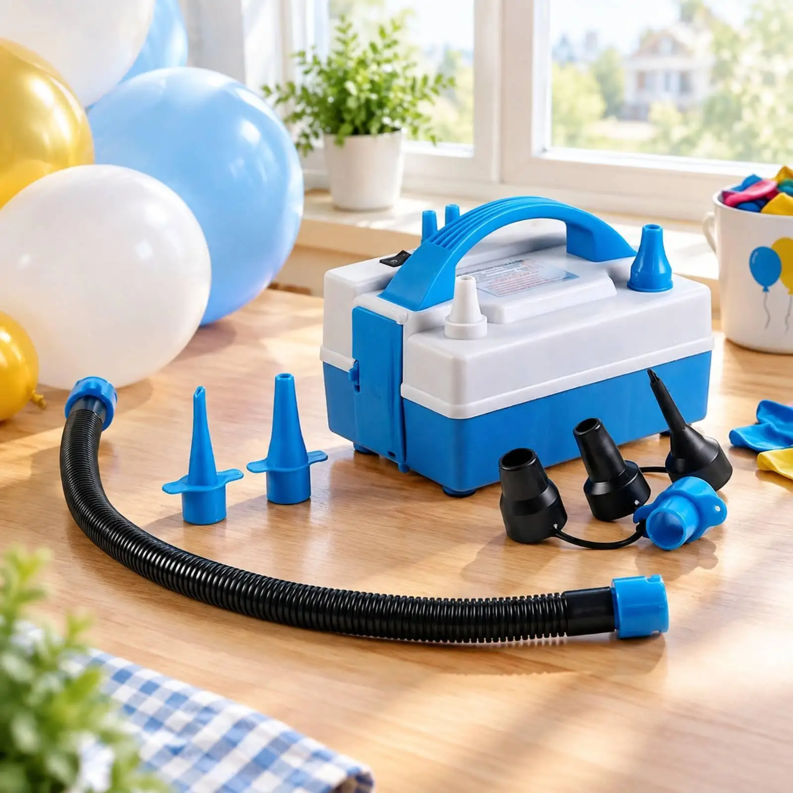 Electric Air Pump with Carry Handle and Hose for Inflatable Pool Floats Air Mattresses Balloons Home Use - view 4