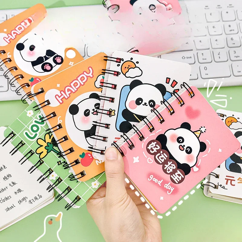 1pcs Kawaii Chubby Panda Cartoon A7 Coil Notebook 80 Pages Pocket Notepad Office School Learn Supplies Mini Kawaii Diary Journal