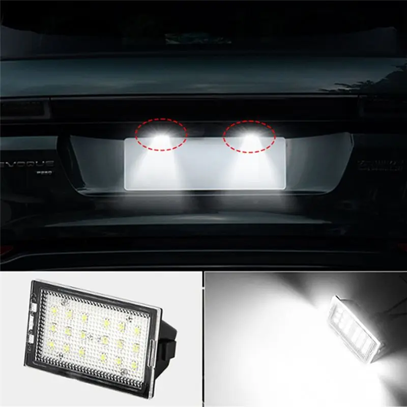 A76T-2Pcs Car Number License Plate Lights LED White Lamps For Land Range Rover Sport L320 Discovery 3 4 LR3 LR4 Freelander 2