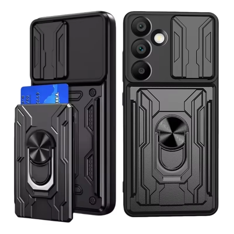 Heavy Duty Armor Case For Samsung Galaxy S25 S24 S23 S22 Ultra Plus S24FE S23FE Card Holder Slot Cover
