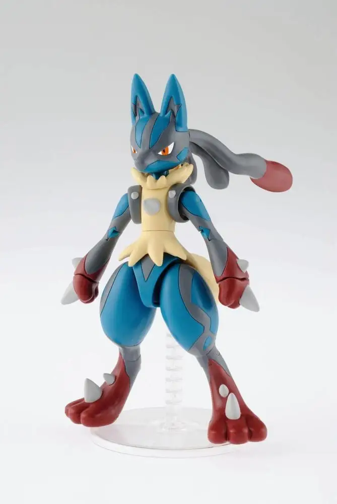 Bandai Original Pokémon Mega Lucario ​ ​    Figurines d'action Anime, jouets à assembler, modèle de collection, ornements, cadeaux pour enfants