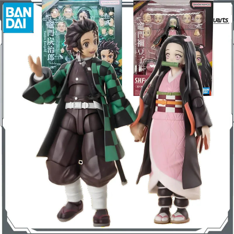

Bandai Original S.H.Figuarts Demon Slayer: Kimetsu No Yaiba Tanjiro Kamado&Kamado Nezuko Anime Action Toys Model Gifts for Boys