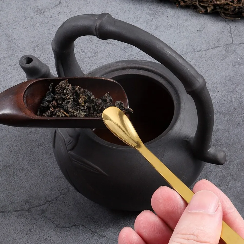 New Stainless Steel Tea Sticks Japanese Traditional Leaf Tea Scoops Leaf Spatula Kitchen Tool
