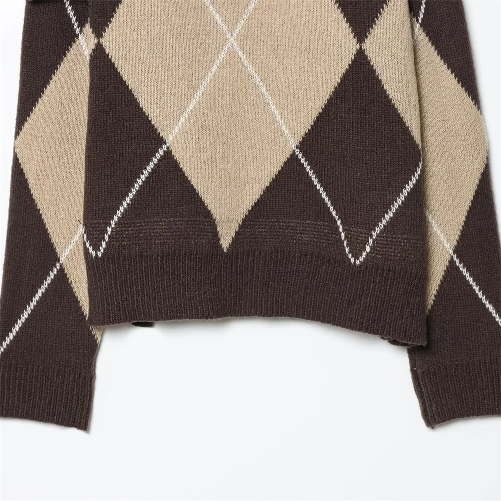 Herfst en winter dames nieuwe casual diamant één woord hals off-shoulder rechte buis geribbelde gebreide trui met lange mouwen