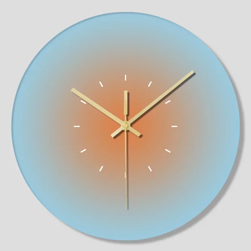 

12 Inch Nordic Simple Tone Design 30cm Round UV Printed Glass Clock Living Room Bedroom Silent Quartz Clock