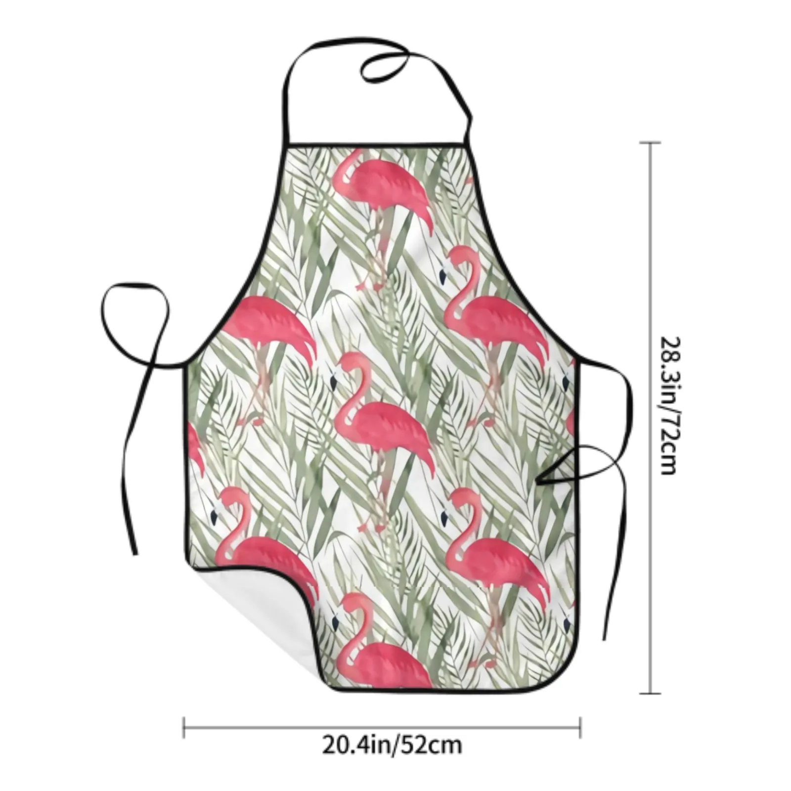 Palm Tree Leaves Polyester locking hem Apron Home Cooking Baking Kitchen Colorful Apron Flamingo Flamingos Watercolor